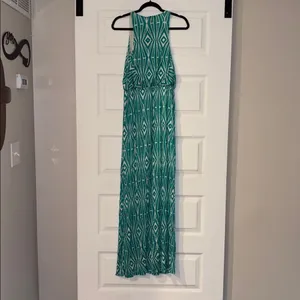 Anthropologie The Addison Story Green & White Geometric Print Maxi Dress, NWT thumbnail 7