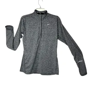 Nike Dri-FIT Pullover Women's Med Gray 1/4 Zip Running Top Thumbholes Athletic thumbnail 2