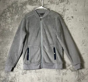 Marmot High Pile Sherpa Fleece Bomber Jacket Full Zip Teddy Cozy Heather Gray L thumbnail 1