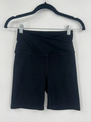 Beyond Yoga At Your Leisure High-Rise Biker Shorts V-Waist Space Dye Black Small thumbnail 7