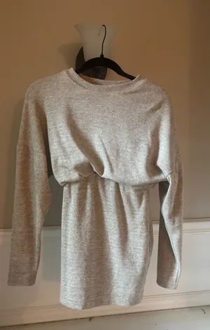 Beige Knitted Mini Sweater Dress Tan thumbnail 1