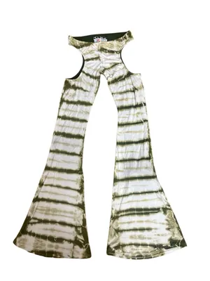 OMIGHTY Tie Dye Cutout Flare Pants & Top Set Y2K Rave Festival Green Size S thumbnail 1