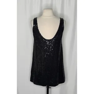 FREE PEOPLE Black Sequin Shift Mini Dress Scoop Back Party Cocktail Size 2 thumbnail 7