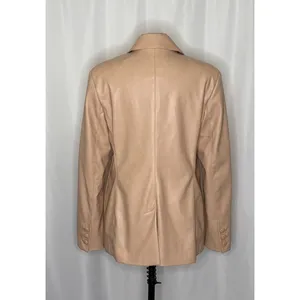 AVEC LES FILLES Tan Vegan Faux Leather Jacket Blazer Single Button Solid X-Large thumbnail 8