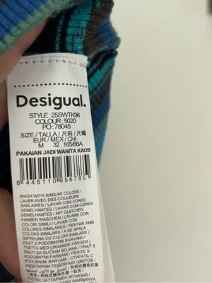 Women's Desigual Striped Knit Tshirt Blue collar size medium thumbnail 5