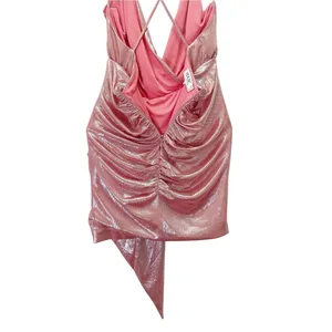 House of CB Ciara Dress Medium Pink Metallic Ruched Bodycon Mini Party Cocktail thumbnail 9