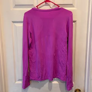 GapFit Womens Long Sleeve Athletic Top Purple Thumbholes Size L Athletic Running thumbnail 4