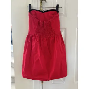 Bebop Babydoll Strapless Red Pin Tuck Pleat Micro Mini Dress Coquette Y2K Twee thumbnail 4