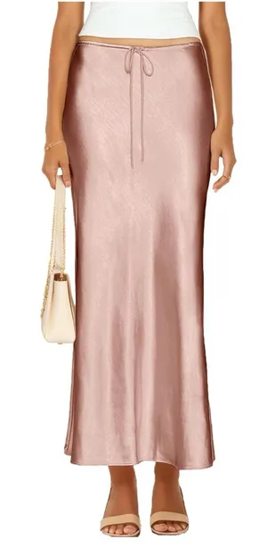 Amazon Skrtimory Satin Silk Maxi Skirt – Blush Pink | NWT thumbnail 1