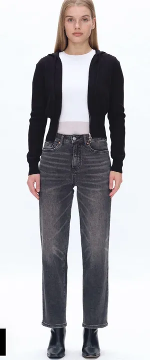 Bayeas High Rise Ankle Straight Leg Jeans Black Size 24 New thumbnail 1