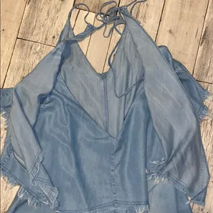 COPY - Olivaceous boho jean mini dress. Size S thumbnail 5