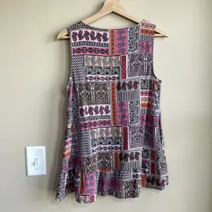 J.Jill pink patterned‎ sleeveless tank top women's size medium 100% rayon summer thumbnail 6