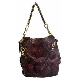 Coach‎ Inlaid C Brooke Purple Leather Suede Hobo Tote Bag 14506 Gold Hardware thumbnail 2