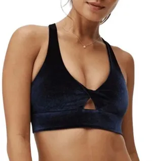 Fabletics Oasis Twist Velour Navy Bra Medium thumbnail 1