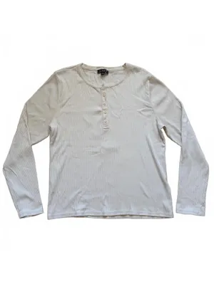 J.Crew Vintage Rib Henley T-Shirt Long-Sleeve Natural Cream Women's Size 2XL XXL thumbnail 4