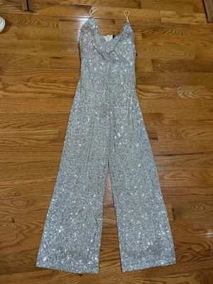 NWT Lulus Sequin Surplice Jumpsuit XS thumbnail 4