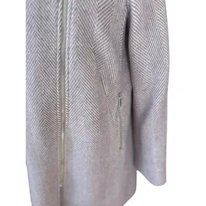 LOFT Lilac Wool Blend‎ Pea Coat Jacket Herringbone Asymmetric Zip Pockets Small thumbnail 8