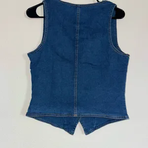 Dark Wash Denim Corset Vest | Square Neck Structured Crop Top | Size L | NWOT thumbnail 5