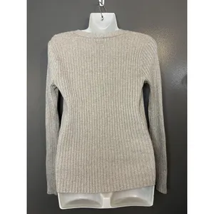 A New Day Sweater Womens Large Beige Metallic Ribbed Button Front Cardigan thumbnail 6