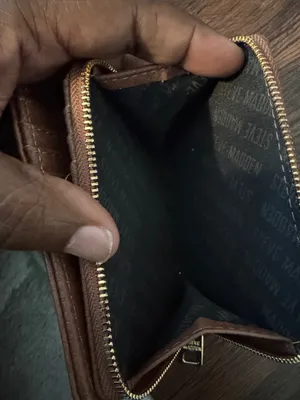 Steve Madden Brown Pebbled Leather Zip Wallet with Braided Accent thumbnail 5