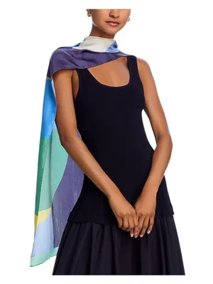 NWT Echo Womens Color Theory Oblong Silk Scarf EN1368 Dazzling Blue Multi thumbnail 1
