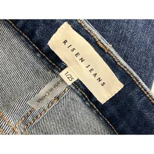 RISEN Cuffed Jeans Dark Wash Blue Straight Leg Stretch Denim Size 1 / 25 thumbnail 5