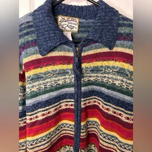 Vintage Heirloom Collectibles Colorful Striped Zip-Up Sweater thumbnail 3