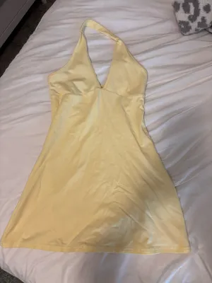 White Fox butter yellow halter dress thumbnail 3