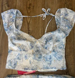 Beginning Boutique Mayia Blue Rose Print Top thumbnail 1