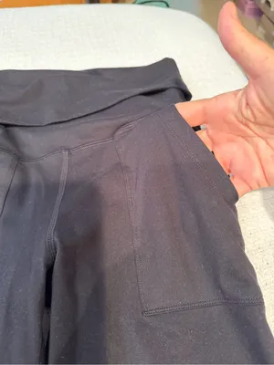 aerie Black Foldover High-Waist Leggings with Pockets thumbnail 2