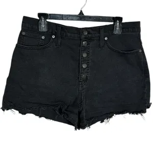 Madewell High-Rise Denim Boy-Shorts in Button Through Edition Lunar Black 32 thumbnail 2
