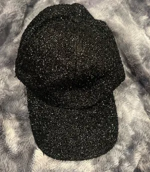 Women's Black Sparkle Straw Visor Cap thumbnail 1