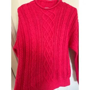J.Crew hot pink roll neck cable knit sweater size medium thumbnail 3