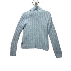 Y2K Aeropostale 2000s Womens size Large Blue Shimmer Sparkle Ribbed turtleneck thumbnail 4