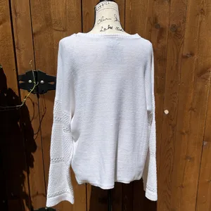 Lucky Brand Long Sleeve White Lightweight Sweater Size L Large thumbnail 3