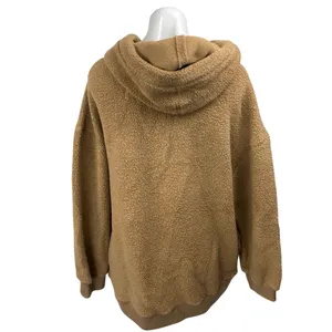 Aritzia The Group Babaton Lillian Wool Brown Faux Sherpa Hoodie Sweater Top M thumbnail 3