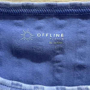 1468 | OFFLINE by Aerie OG Original Ribbed Lettuce Edge Crop‎ Top Blue Womens S thumbnail 4