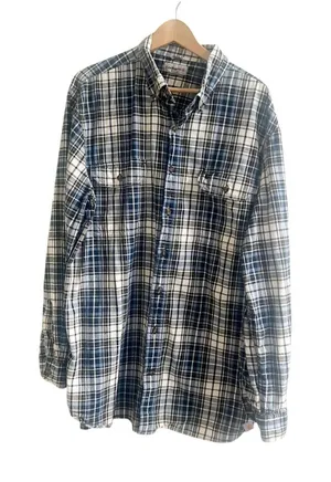 Carhartt Men’s Plaid Flannel Size XL Blue Black White Cotton Long Sleeve thumbnail 1