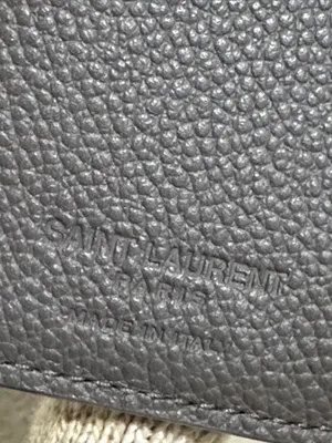 Saint Laurent Pebbled Leather Card Case in Taupe Gray thumbnail 12