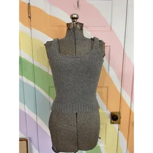 Skims Cozy Knit Robe Cardigan & Tank Set S/M Gray Lounge thumbnail 4