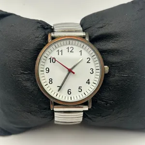 Silver Tone White Dial Stainless Steel Watch Expansion Band Working thumbnail 2