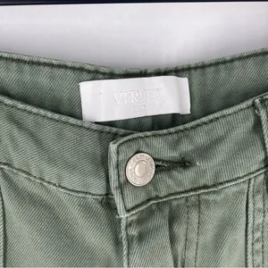 Vervet Cargo Wide Leg Jeans Army Green High Rise Utility 100% Cotton Size 26 thumbnail 4