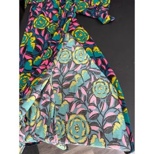 Leota Dress‎ Women's S Multi Blue Pink Bright Floral Marche Fleur V-Neck Maxi thumbnail 9