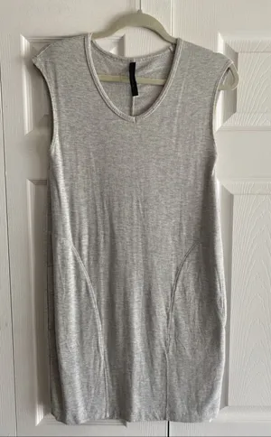 Gaiam Zen Shift Dress Womens Size XS Gray Sleeveless V-Neck Pockets French Terry thumbnail 1