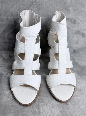 Simply Vera Vera Wang Heels Snakeskin Cage Gladiator Sandals Wedding Sz 9 White thumbnail 1