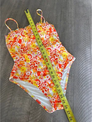 Aerie Tropical Print One Piece Bandeau Swimsuit Retro Floral Women’s Small thumbnail 10