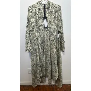 PETAR PETROV Neutral Light Green 100% Silk Black Spots Alex Silk Dress size XS thumbnail 3