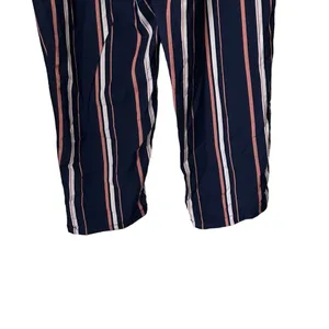 Jumpsuit Striped Ladies Size Medium Striped Elastic Waistband Pockets Navy Blue‎ thumbnail 7