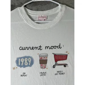 Callie Danielle Current Mood Graphic Tee White Organic Cotton Retro Y2K Size S thumbnail 2
