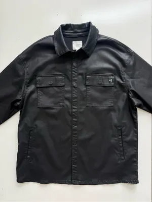 HIDDEN Los Angeles Abbey Coated Oversized Black Shirt Jacket Size Large thumbnail 4